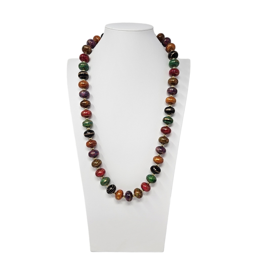 Vintage Beaded Necklace Chunky Colorful